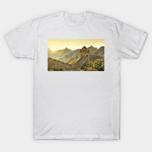 Great Wall of China Abstract Painting T-Shirt by gktb